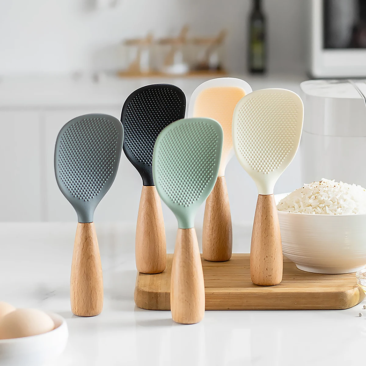 Kitchen Gadgets On Sale - Wisząca silikonowa łyżka do ryżu chochla